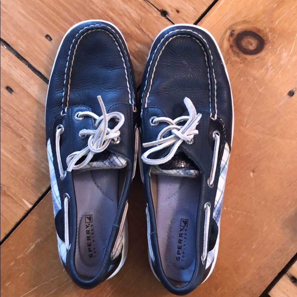 Blue plaid sperrys